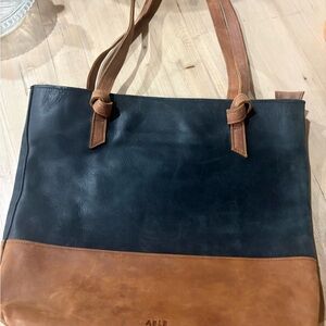 ABLE Two-Tone Leather Tote in Black and Brown